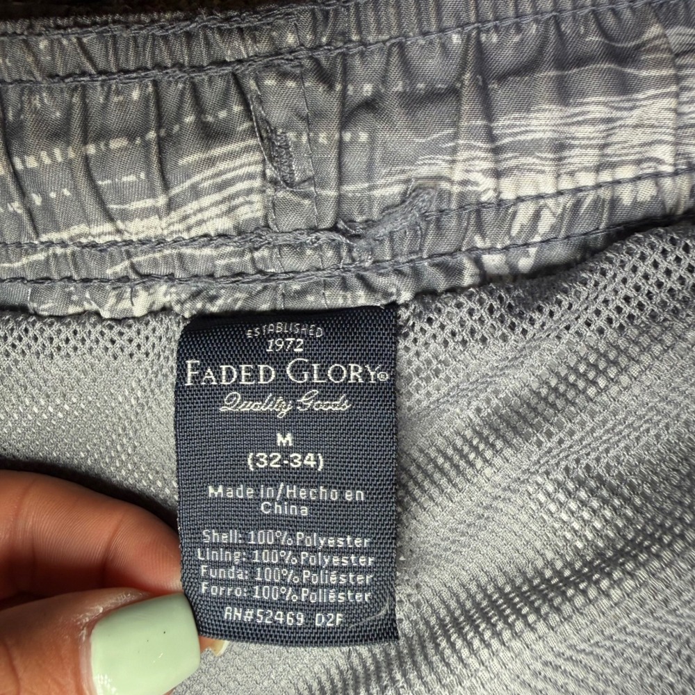 Faded Glory Mens Grey Tropical Print Swim Trunks‎ Size M 32-34 - Picture 8 of 9